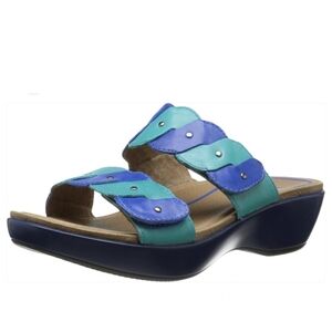 Dansko Dee Women's Leather Double Strap Adjustable Slide Casual 2-tone Sandal 41